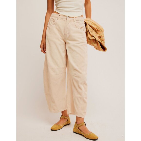 Free People Cream Wide Leg Jeans - Picture 2 of 6